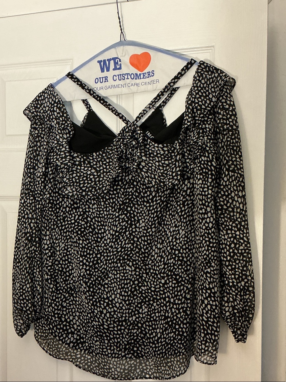 INC International Concepts Black and White Printed Off-Shoulder Blouse